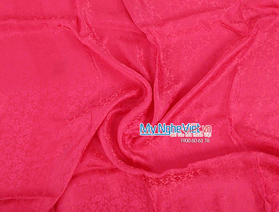 Lụa áo dài Hà Đông họa tiết hoa nền hồng sen MNV-LHD02