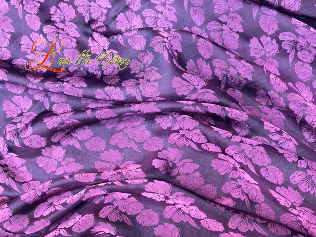 Vải Lụa Hà Đông Hoa Bèo Tím (Áo 3.7m + Quần 2.3m) MNV-LHD02-5