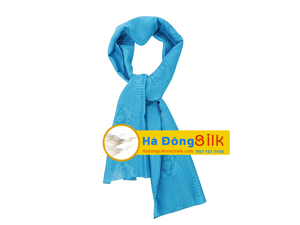 Khăn choàng cổ Hà Đông họa tiết vân xanh chữ Thọ MNV-KL44180