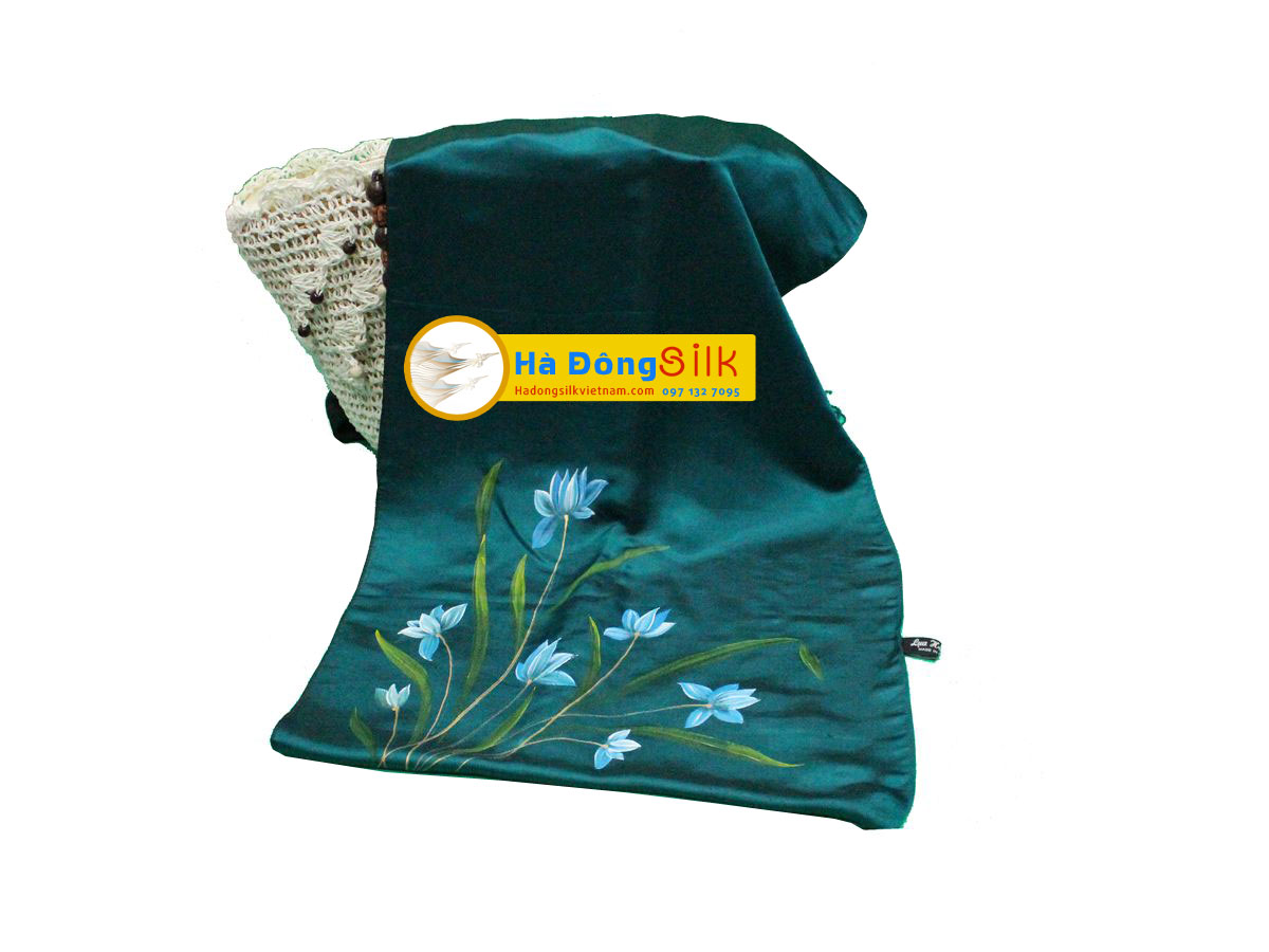 Khăn choàng cổ xanh vẽ hoa MNV-KL76 (HÀNG ĐẶT)