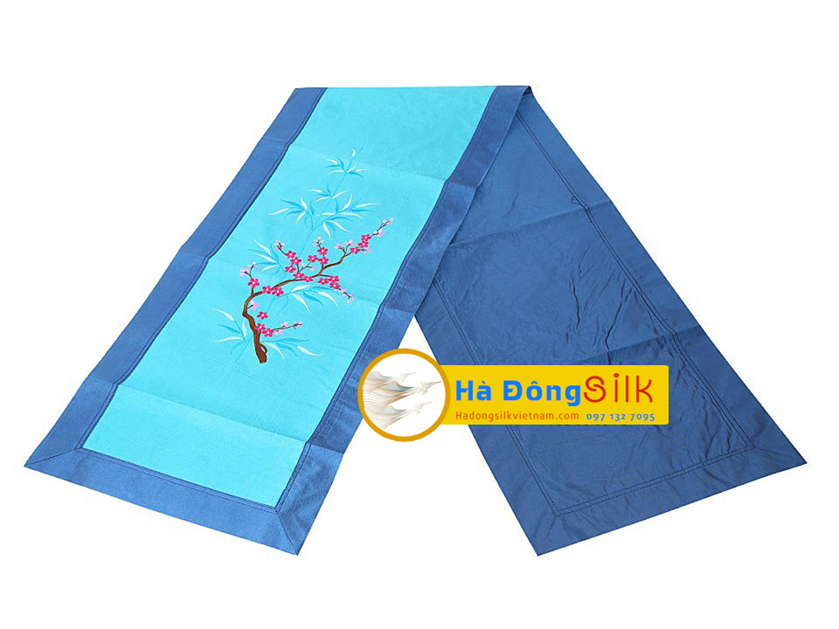 Bộ khăn trải bàn lót bàn ăn thêu trúc xanh MNV-KLTB14 (dài)