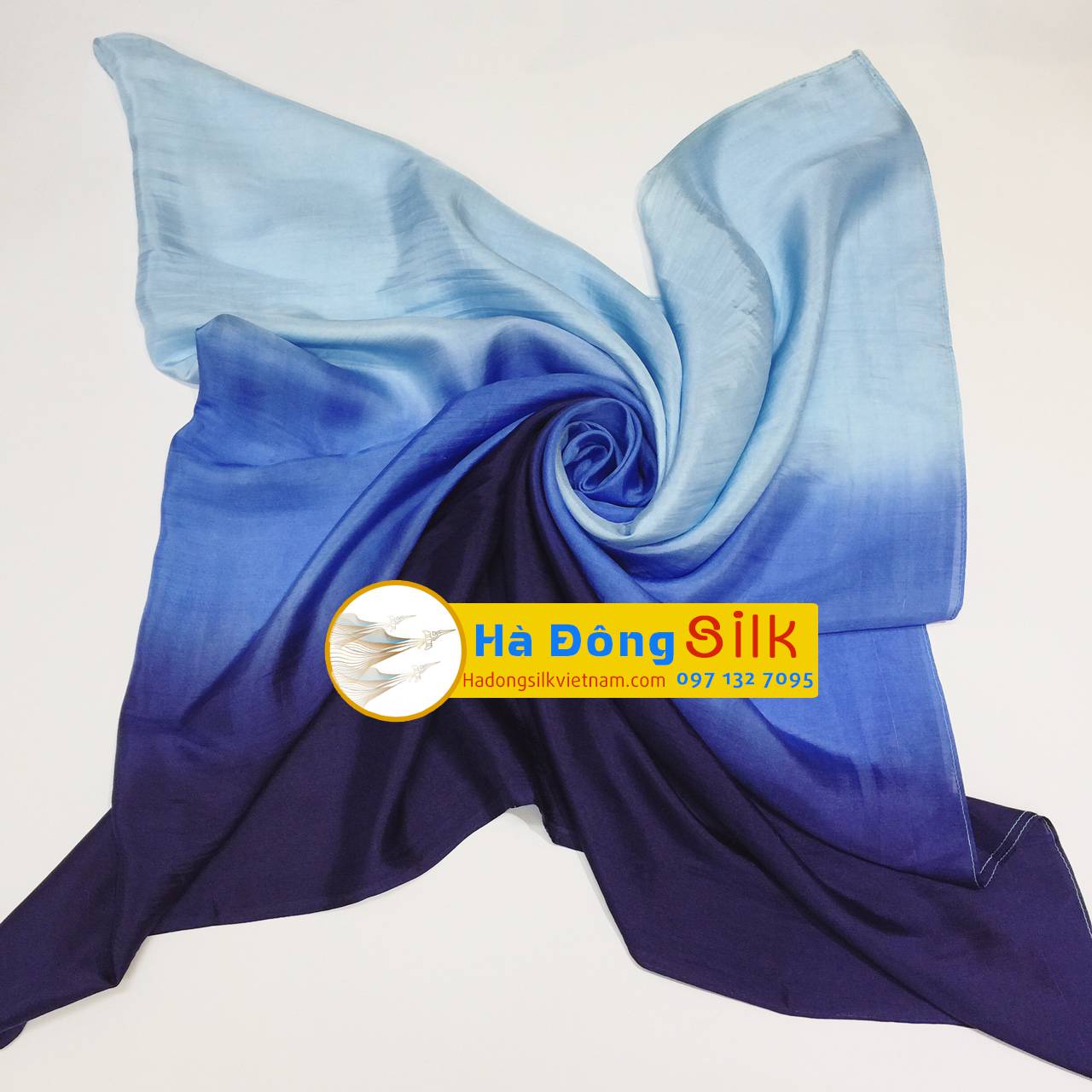 Khăn choàng cổ lụa PT silk loang 3 màu xanh MNV-KL115