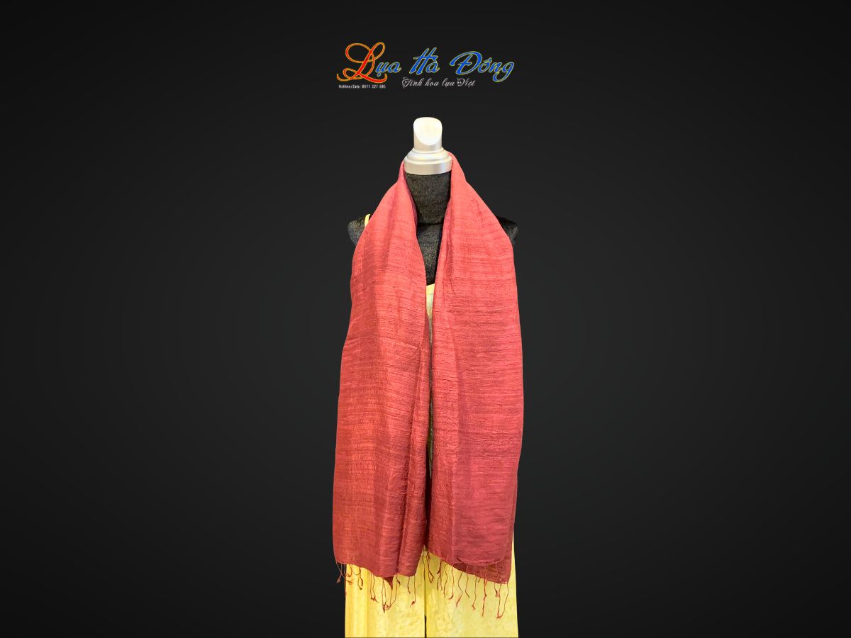 Khăn Lụa Choàng Cổ Trơn Màu Đỏ Ruby 100% silk 85x180 MNV-KLPT002-6
