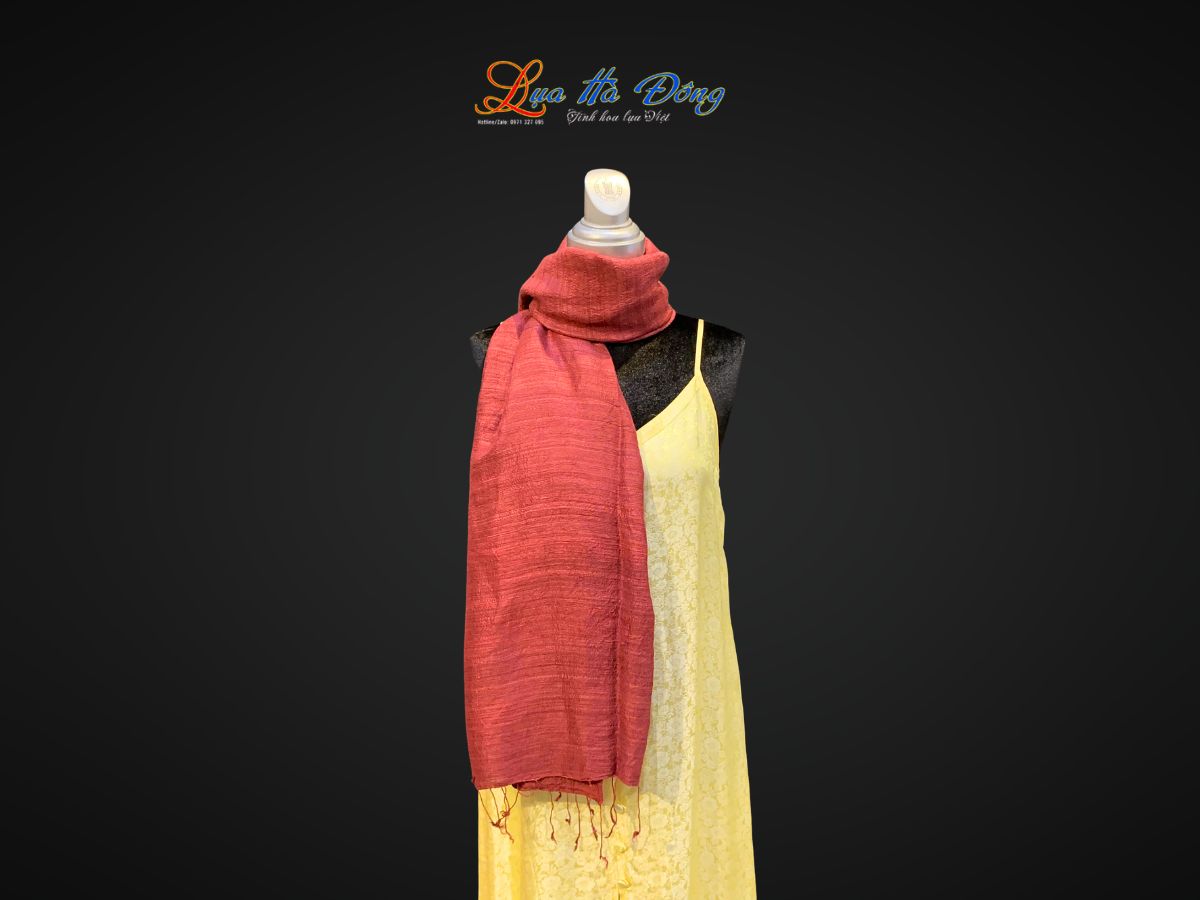 Khăn Lụa Choàng Cổ Trơn Màu Đỏ Ruby 100% silk 85x180 MNV-KLPT002-6