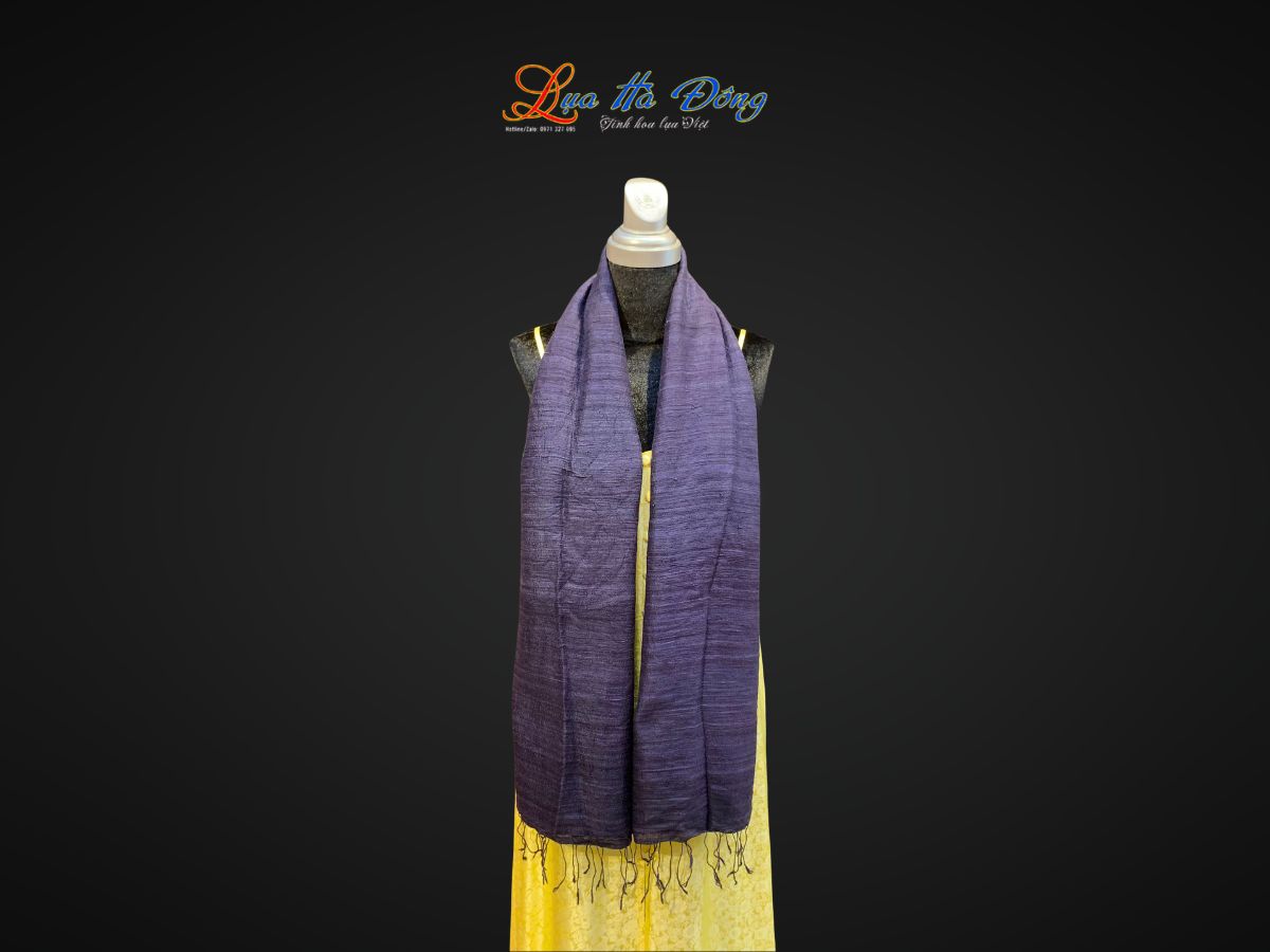 Khăn Lụa Choàng Cổ Trơn Màu Xanh Than 100% silk 85x180 MNV-KLPT002-8