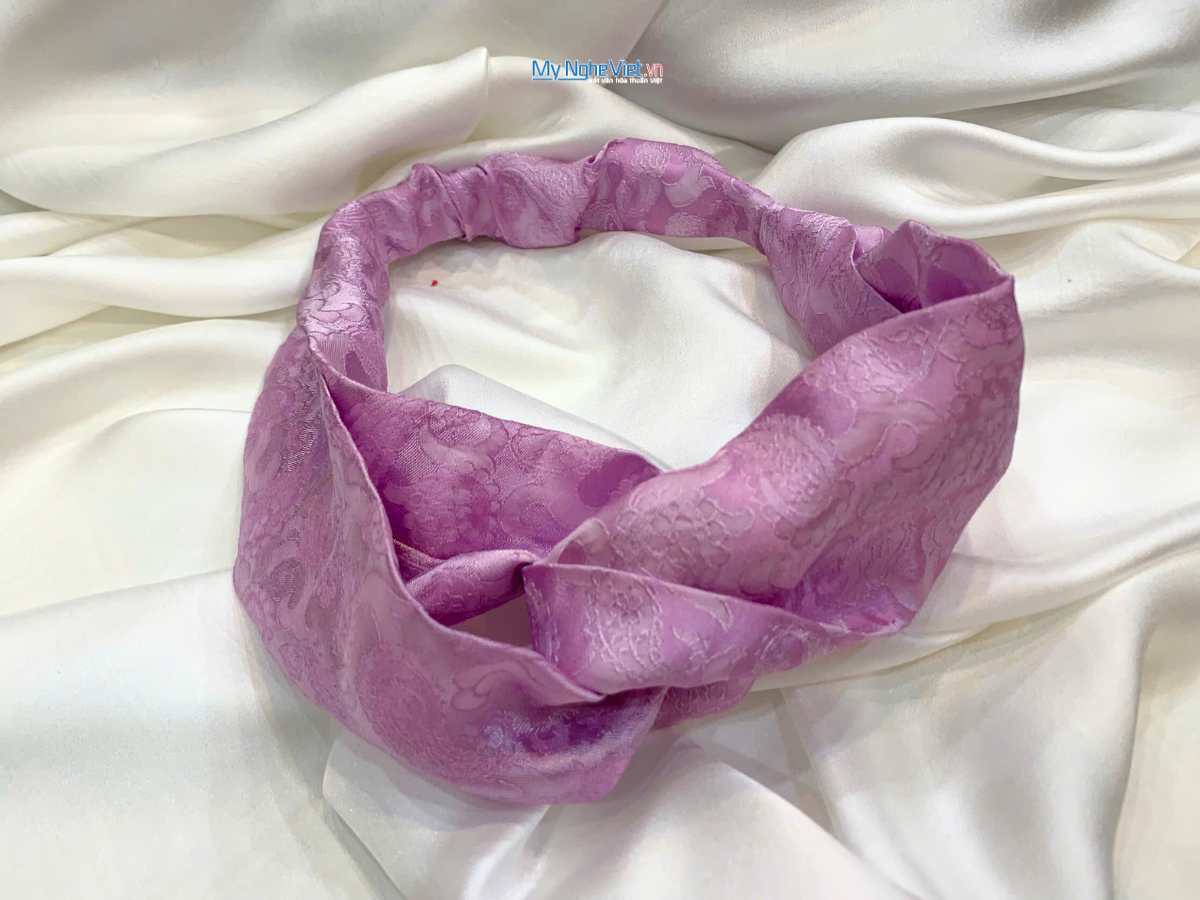 Băng đô cài tóc lụa Hà Đông họa tiết đuôi công