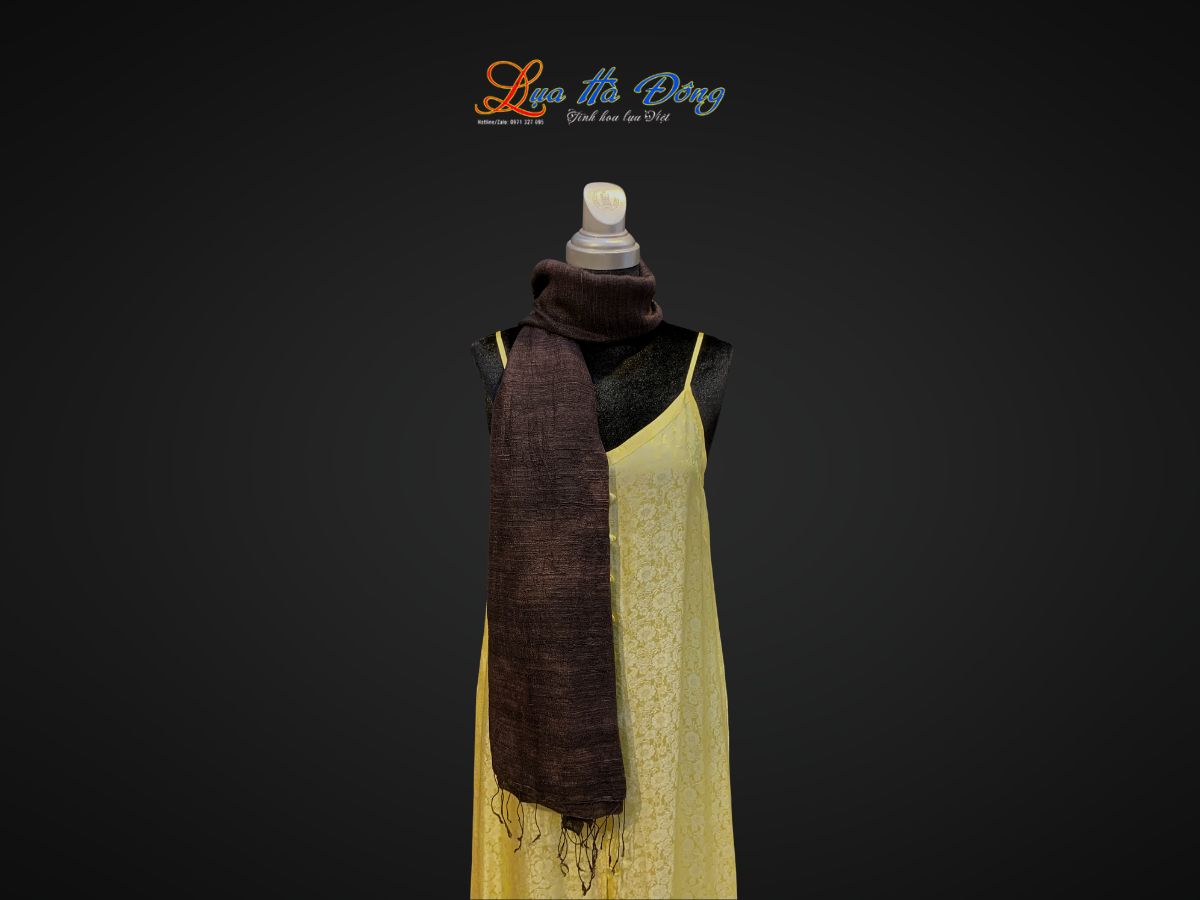 Khăn Lụa Choàng Cổ Trơn Màu Nâu Đen 100% silk 85x180 MNV-KLPT002-1