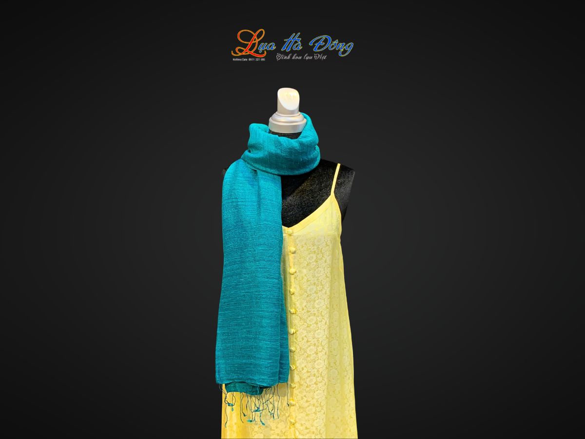 Khăn Lụa Choàng Cổ Trơn Màu Xanh Ngọc Bích 100% silk 85x180 MNV-KLPT002-7