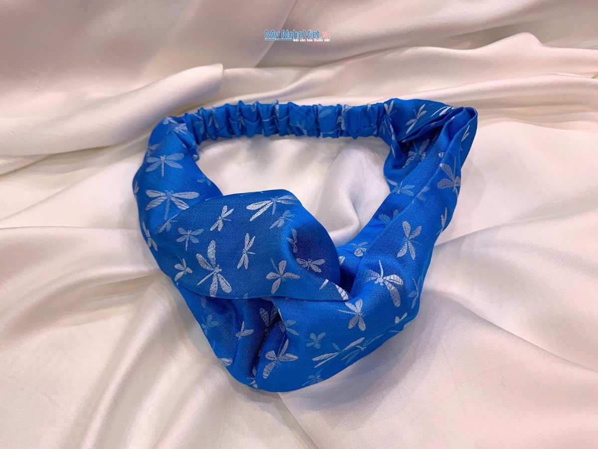 Băng đô cài tóc lụa Hà Đông họa tiết chuồn chuồn