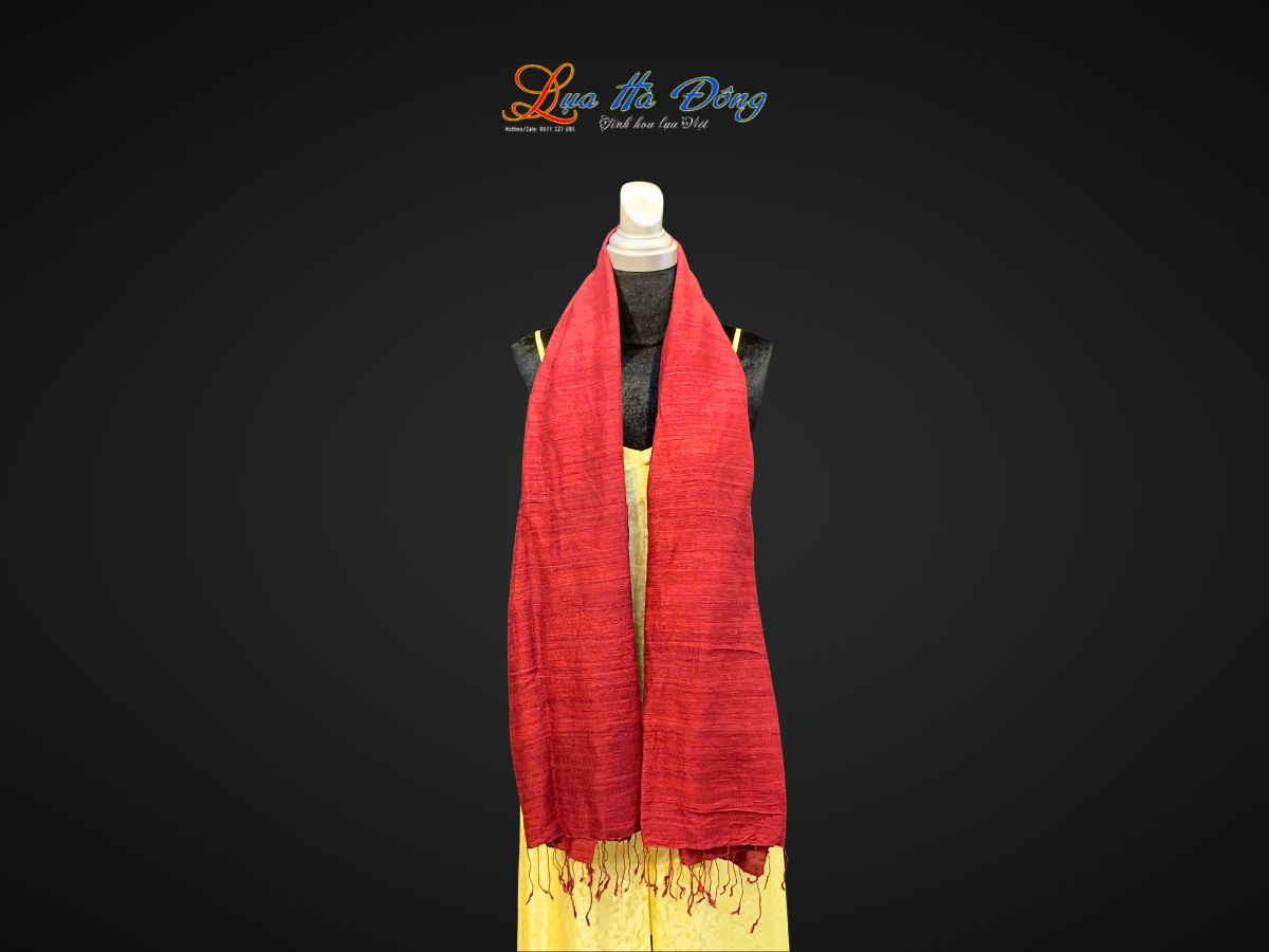 Khăn Lụa Choàng Cổ Trơn Màu Đỏ Mận 100% silk 85x180 MNV-KLPT002-5