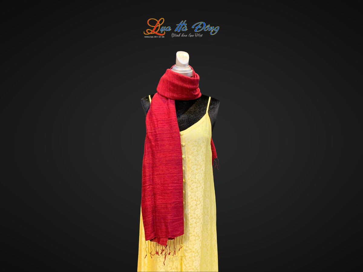 Khăn Lụa Choàng Cổ Trơn Màu Đỏ Mận 100% silk 85x180 MNV-KLPT002-5