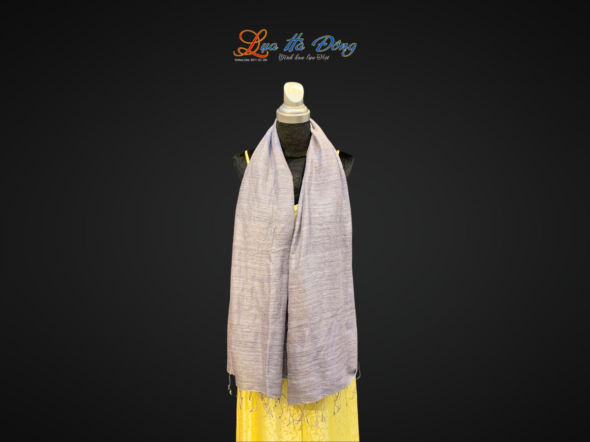 Khăn Lụa Choàng Cổ Trơn Màu Xám Tiêu 100% silk 85x180 MNV-KLPT002-10