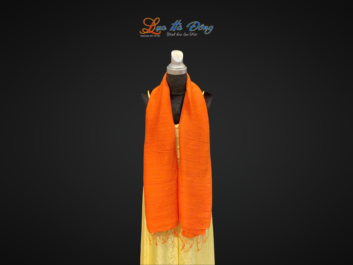 Khăn Lụa Choàng Cổ Trơn Màu Cam 100% silk 85x180 MNV-KLPT002-2