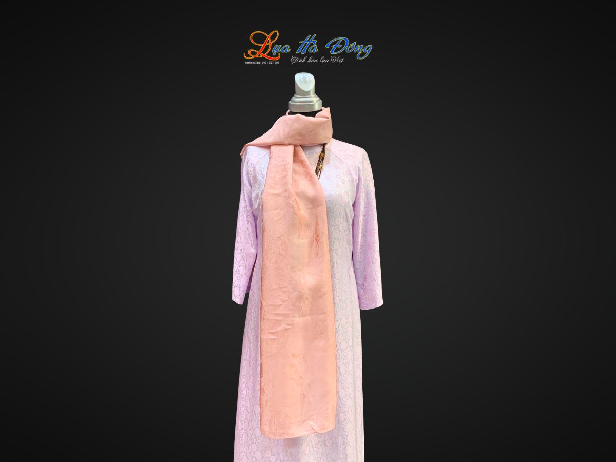 Khăn lụa tơ tằm dài họa tiết phượng thọ hồng MNV-LNL40180/10