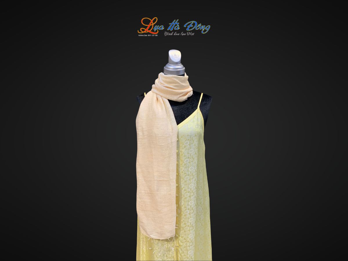 Khăn Lụa Choàng Cổ Trơn Màu Kem 100% silk 85x180 MNV-KLPT002-3