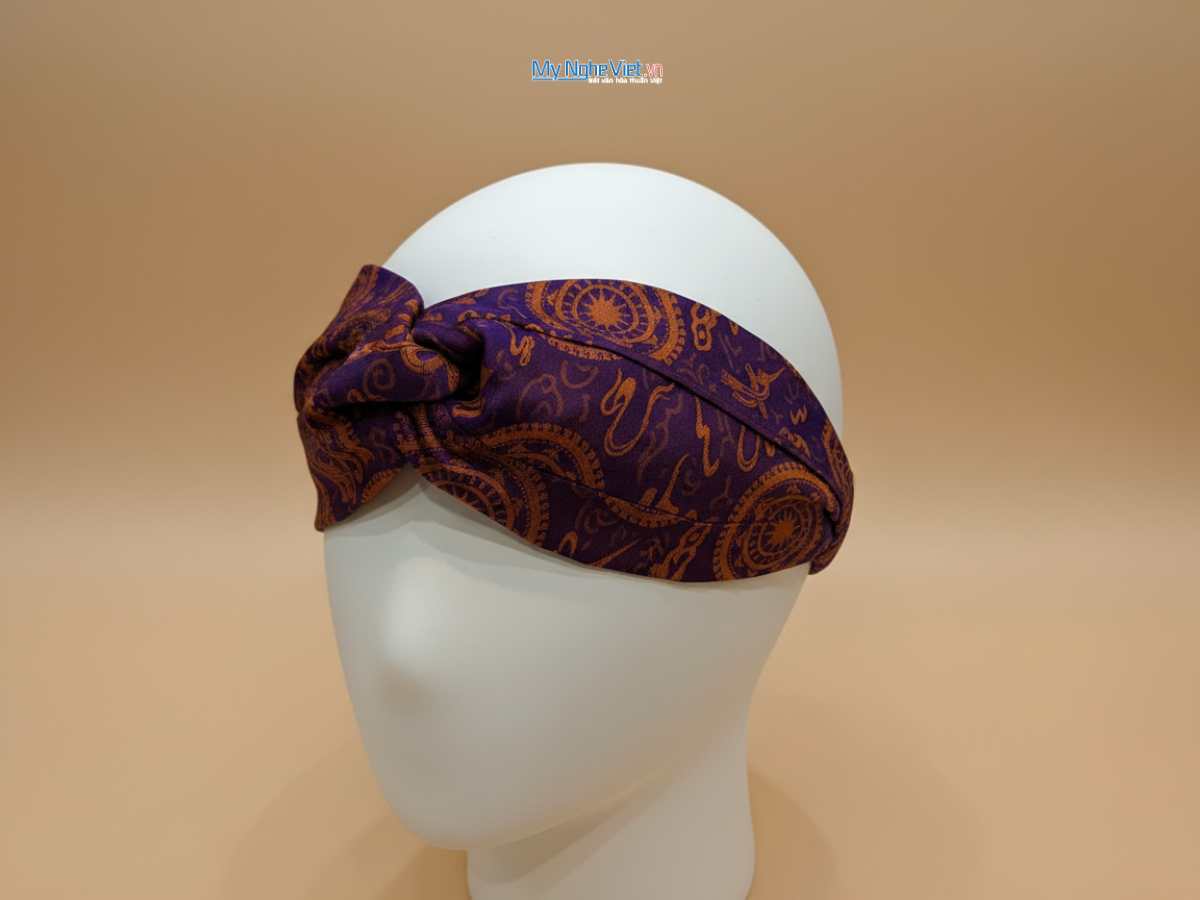 Băng đô cài tóc lụa Hà Đông họa tiết trống đồng