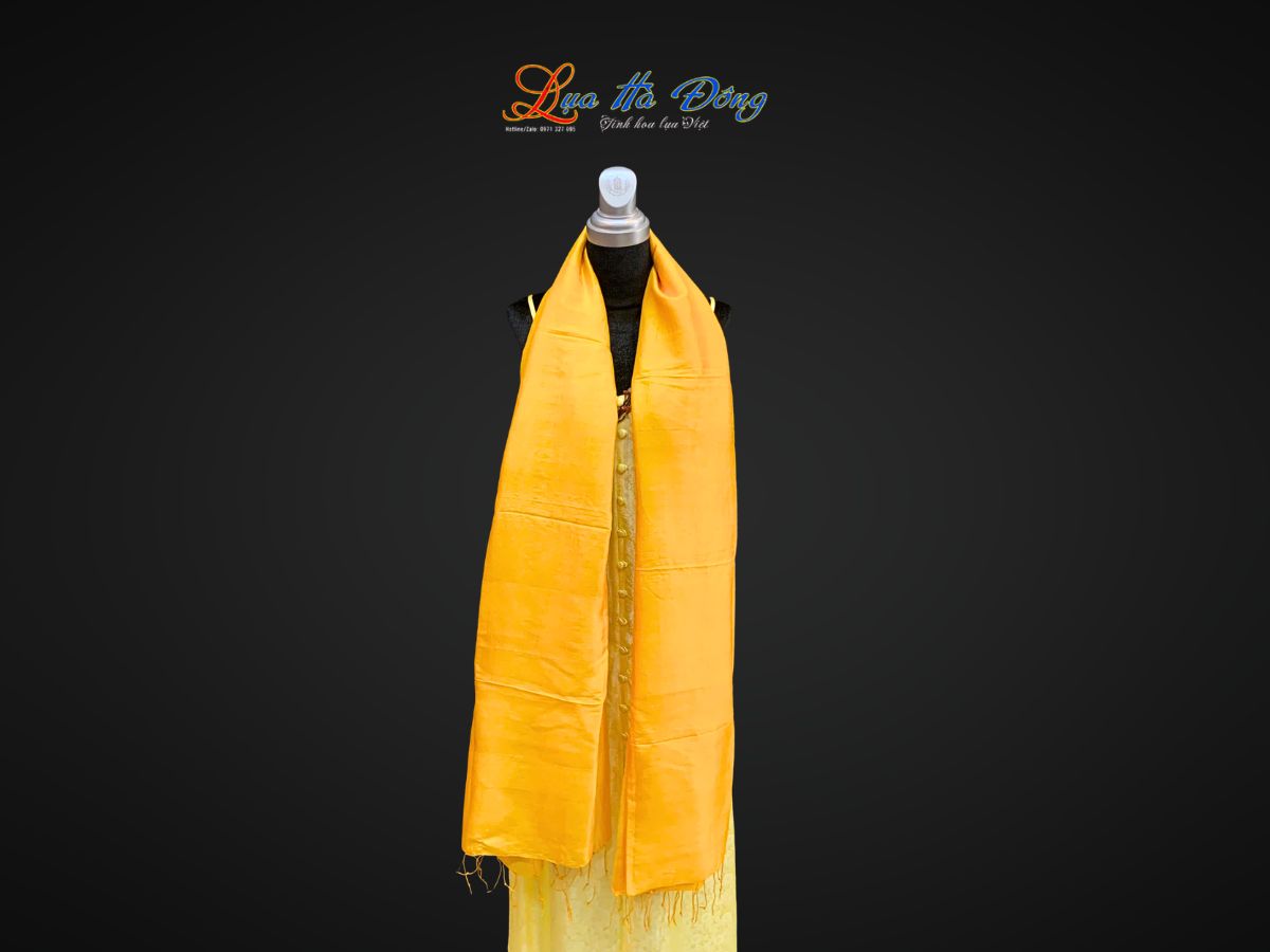 Khăn lụa tơ tằm màu vàng MNV-KLNC87180/7