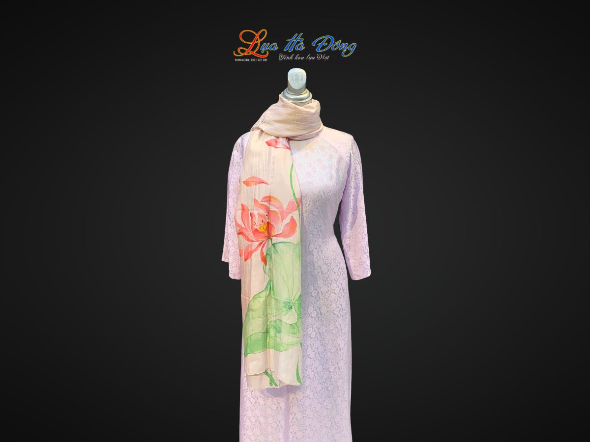 Khăn lụa tơ tằm vẽ tay Hồ Gươm LNL75180/2