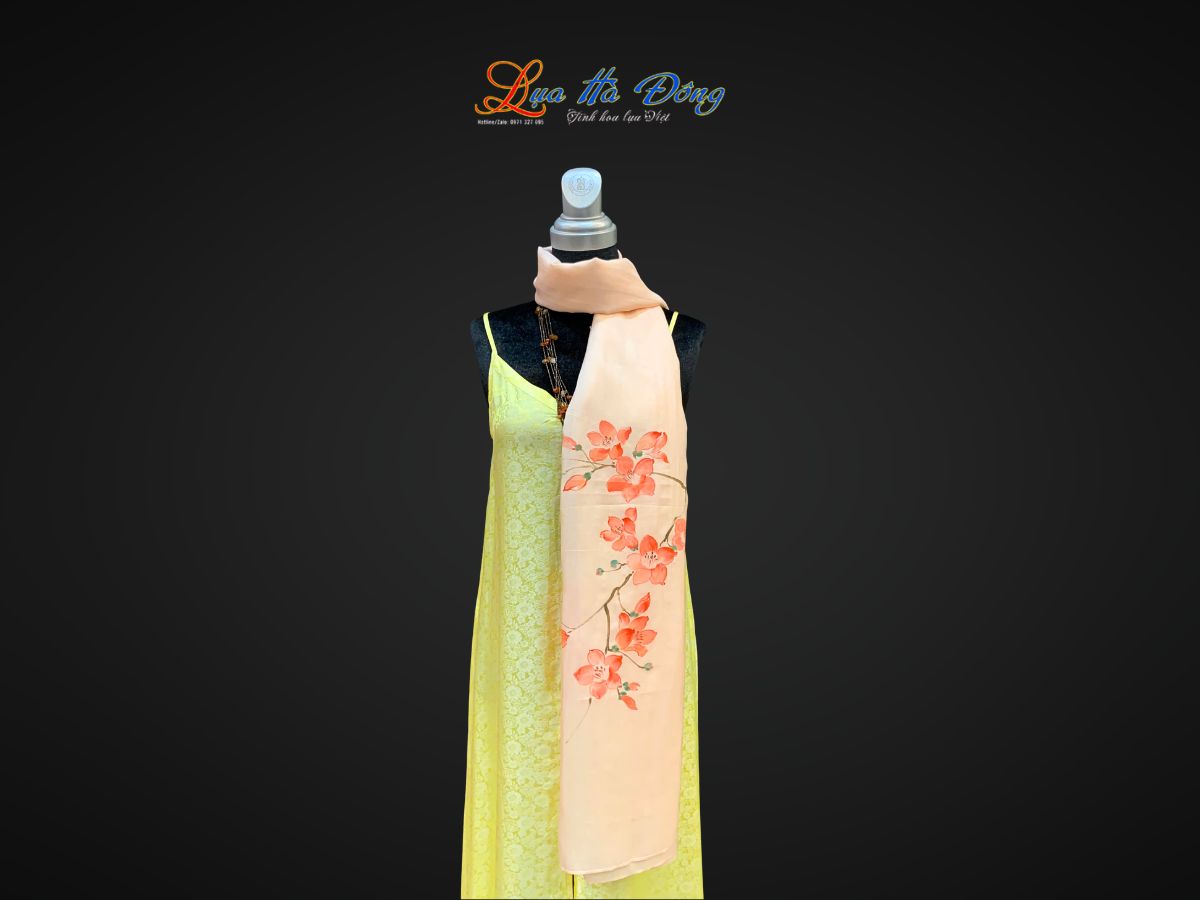 Khăn lụa tơ tằm vẽ tay MNV-PT70180/3