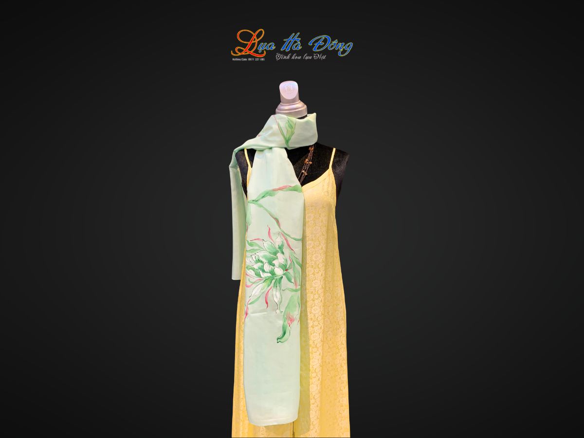 Khăn lụa tơ tằm vẽ tay MNV-PT70180/7