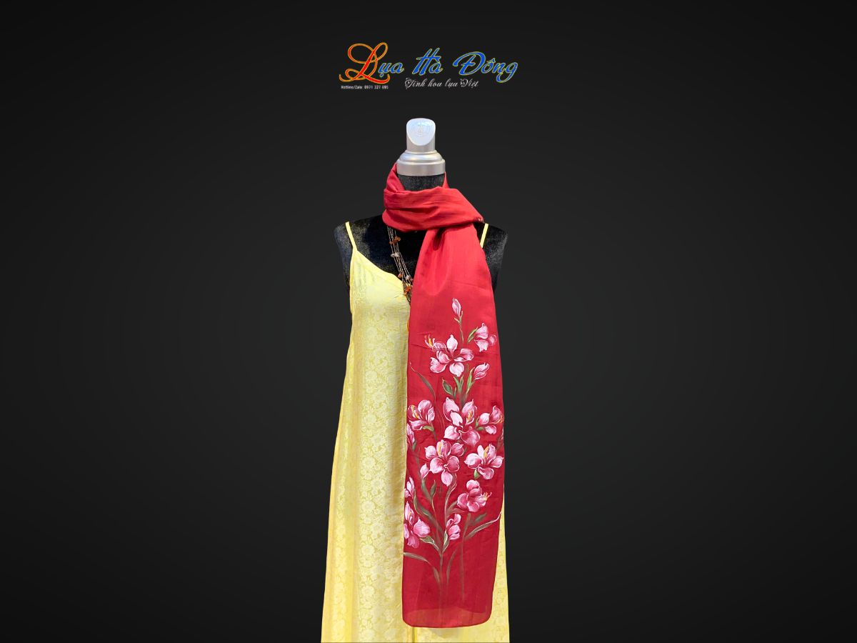 Khăn lụa tơ tằm vẽ tay MNV-PT70180/5