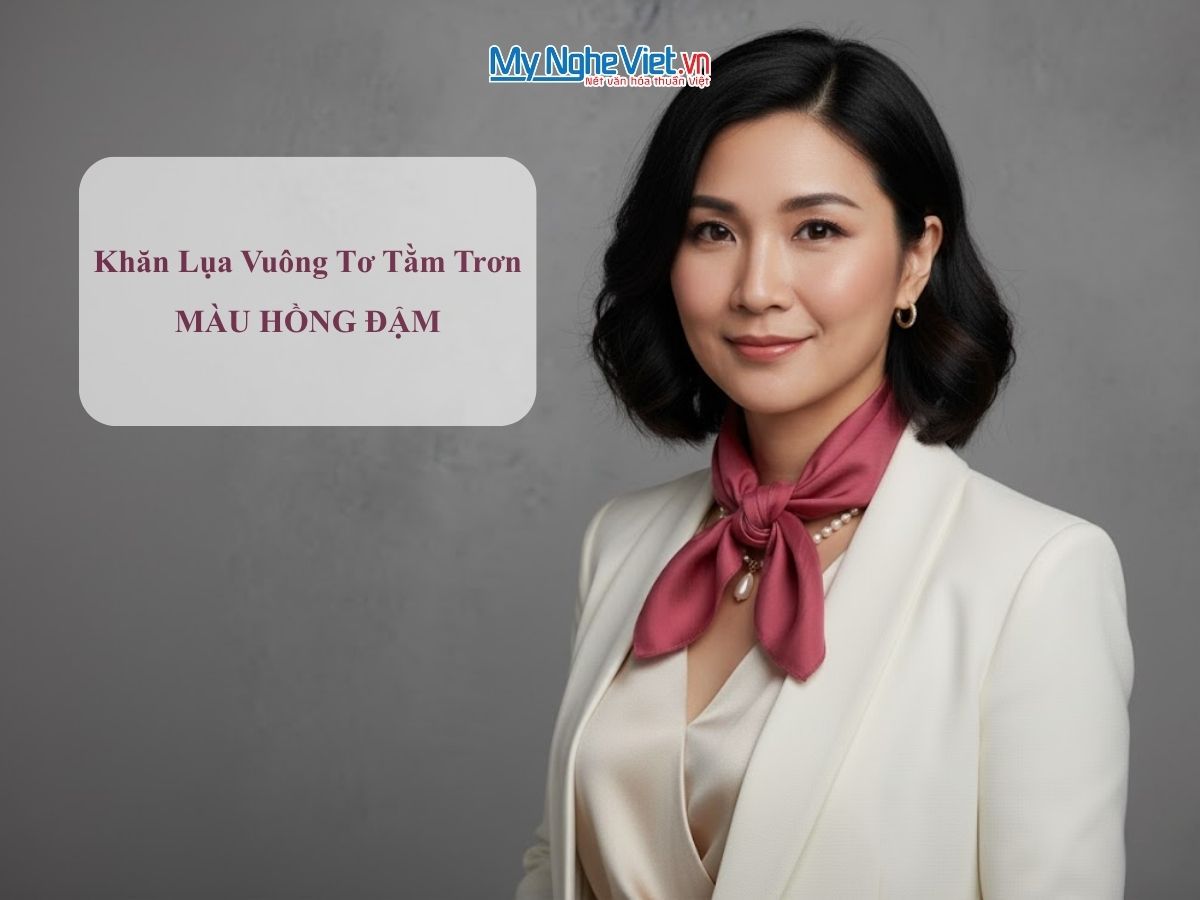 Khăn lụa vuông tơ tằm trơn màu hồng đậm MNV-PT5050/9