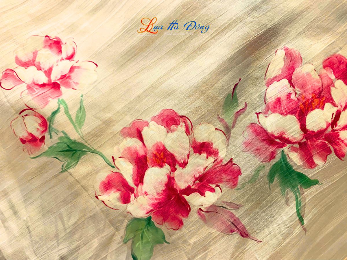 Khăn lụa vuông tơ tằm màu cam vẽ hoa MNV-PT8585/3