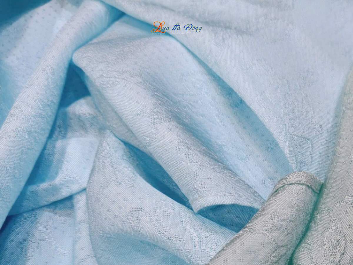 Khăn lụa vân cổ xanh mint Hà Đông 75x175cm KLNL75175/3