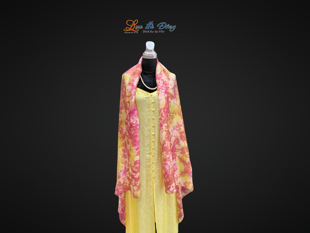 Khăn tằm loang 100% silk nhiều màu 90x190cm KLTA919 màu xanh hồng