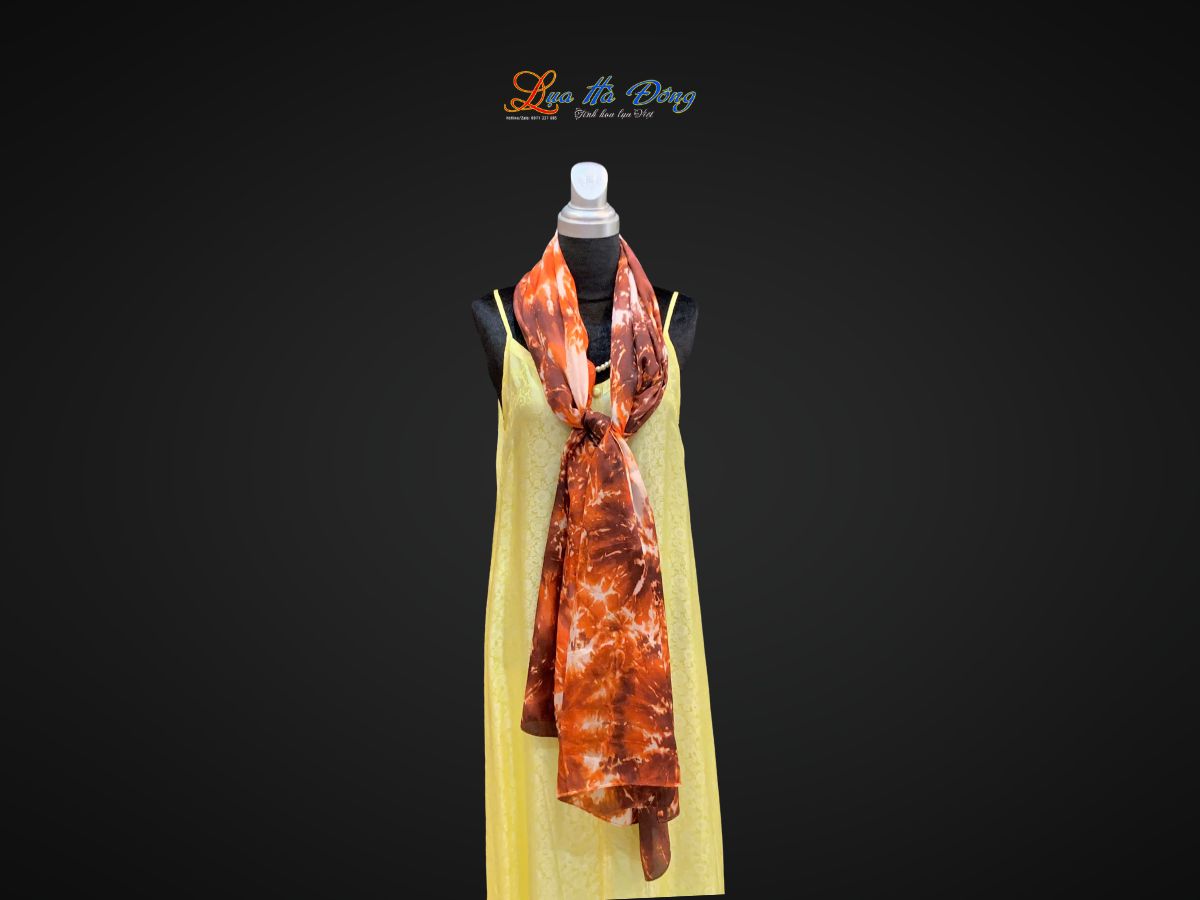 Khăn tằm loang 100% silk nhiều màu 90x190cm KLTA919 màu nâu đất