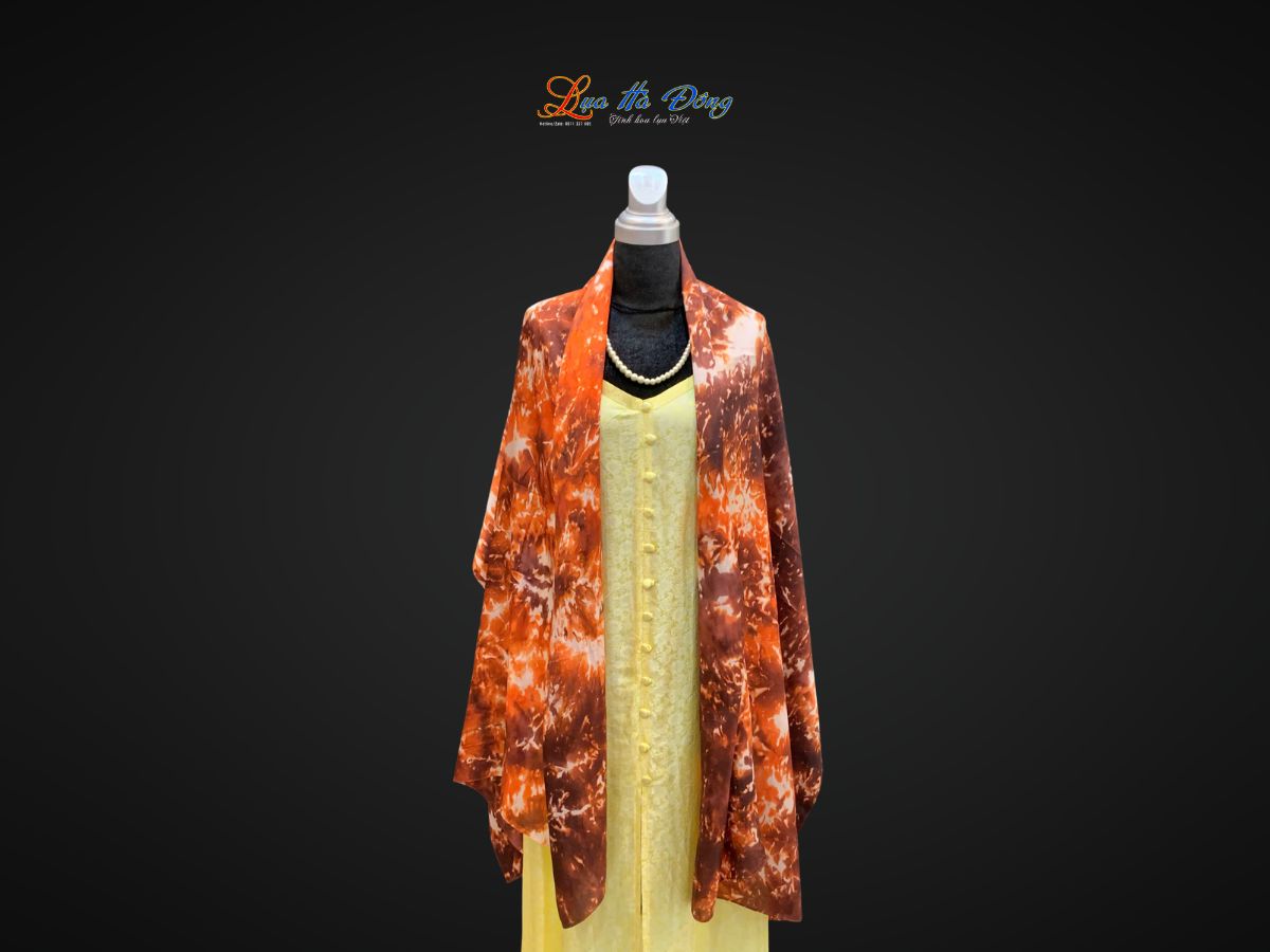 Khăn tằm loang 100% silk nhiều màu 90x190cm KLTA919 màu nâu đất