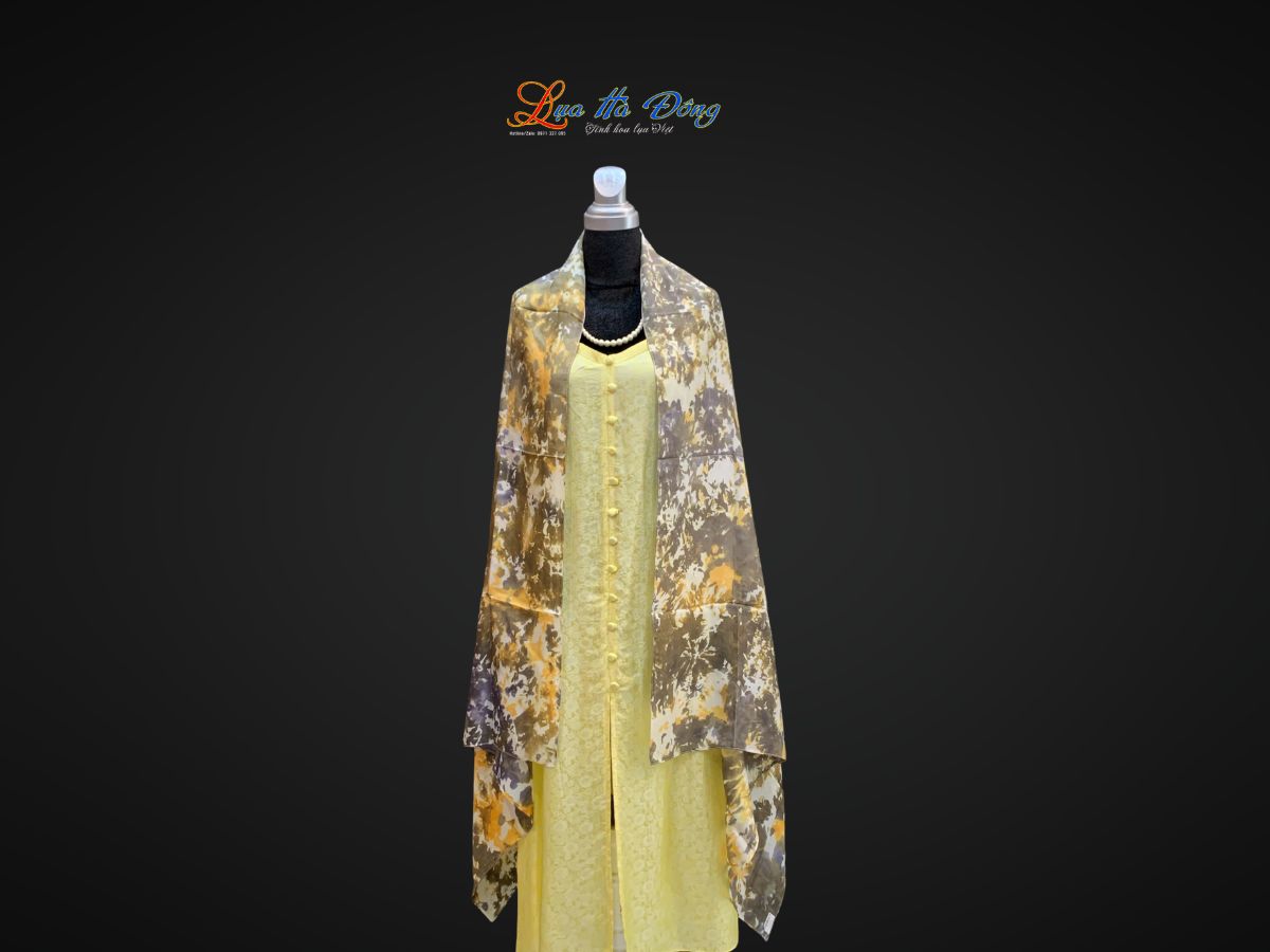 Khăn tằm loang 100% silk nhiều màu 90x190cm KLTA919 màu nâu cam