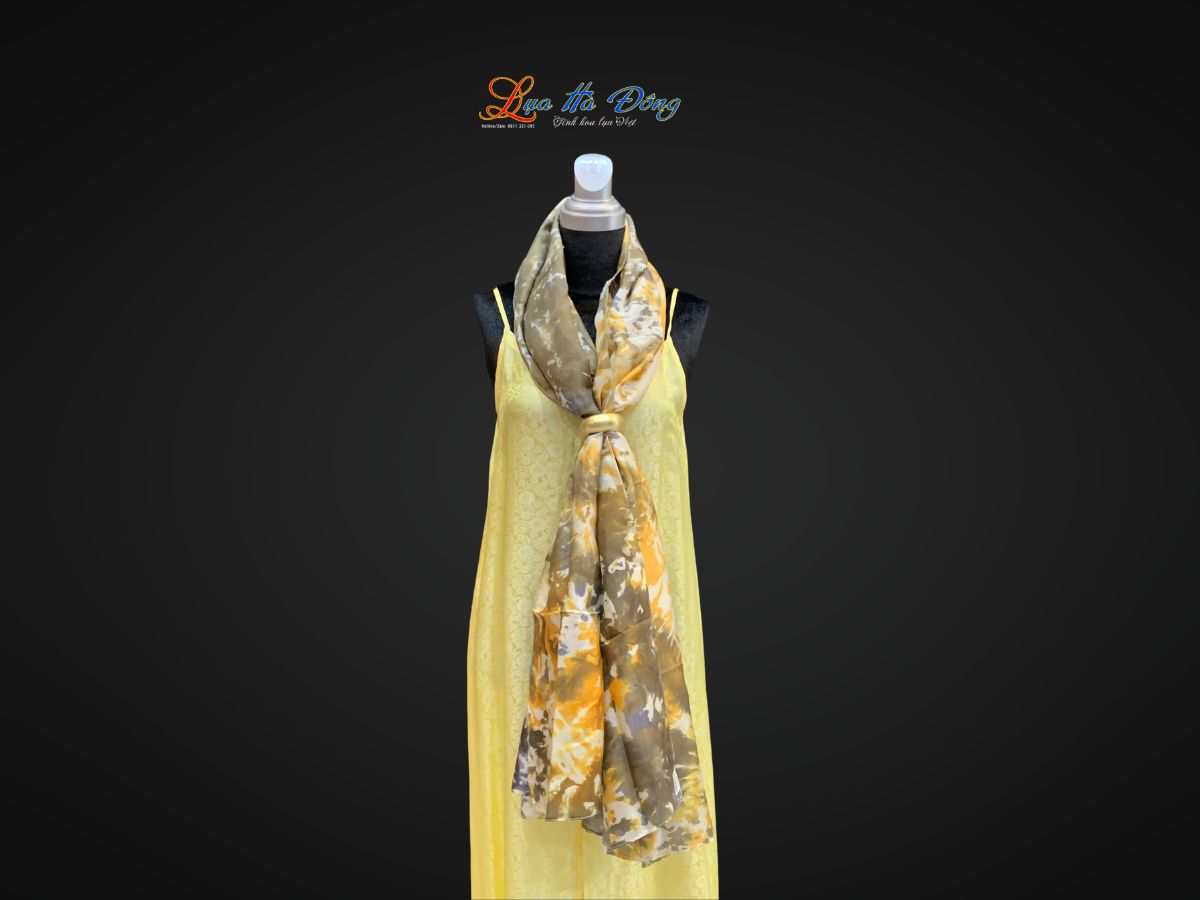 Khăn tằm loang 100% silk nhiều màu 90x190cm KLTA919 màu nâu cam