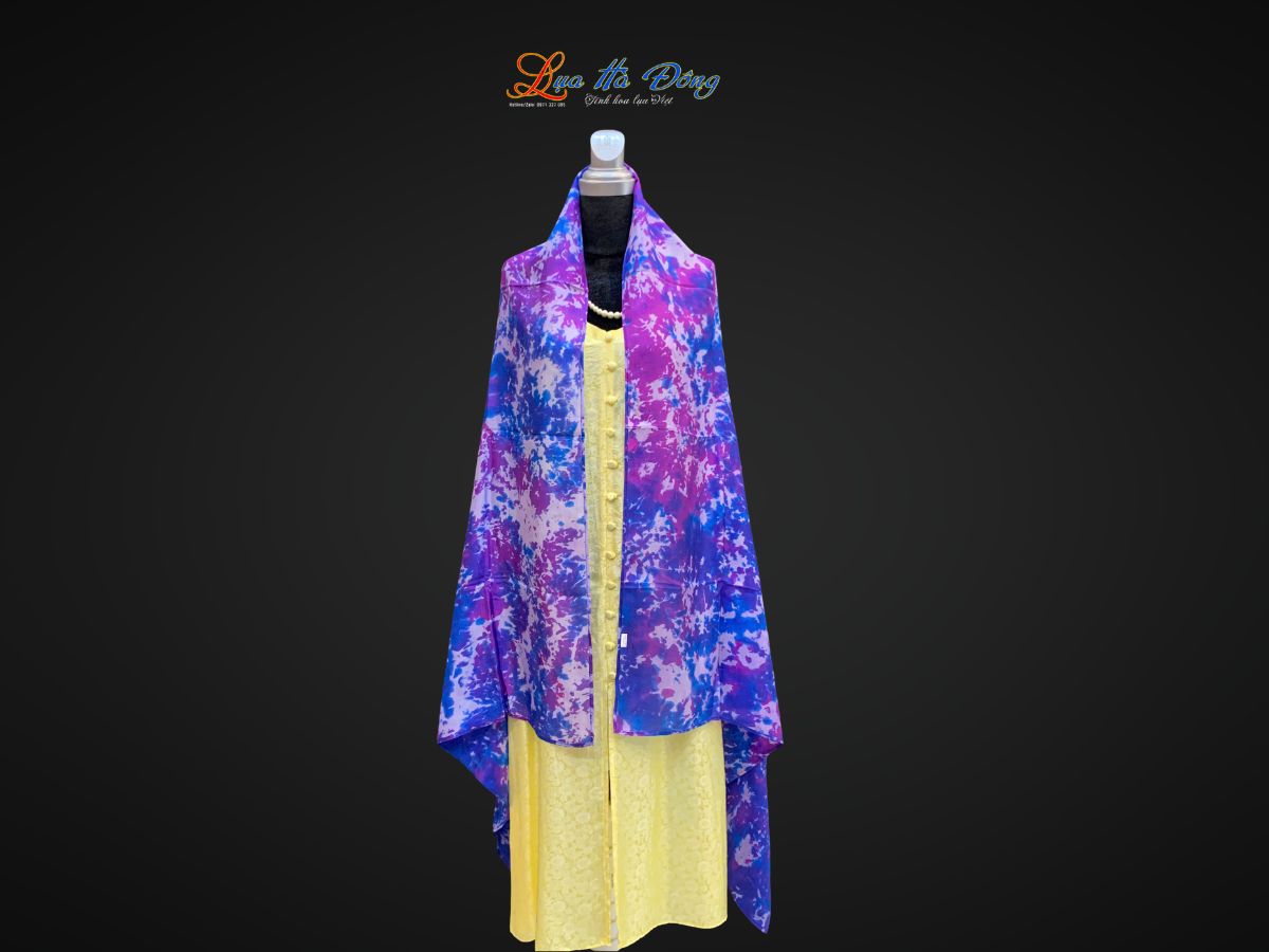 Khăn tằm loang 100% silk nhiều màu 90x190cm KLTA919 màu tím