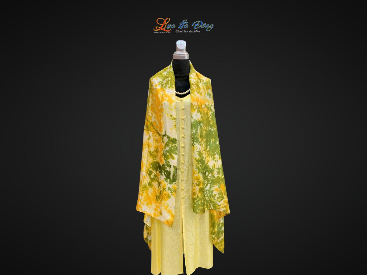 Khăn tằm loang 100% silk nhiều màu 90x190cm KLTA919 màu vàng