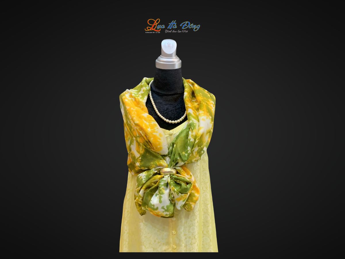 Khăn tằm loang 100% silk nhiều màu 90x190cm KLTA919 màu vàng