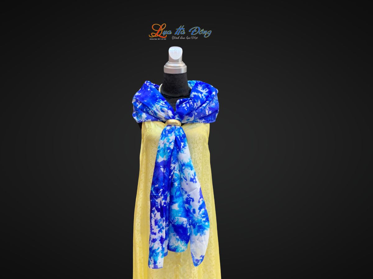 Khăn tằm loang 100% silk nhiều màu 90x190cm KLTA919 màu xanh dương