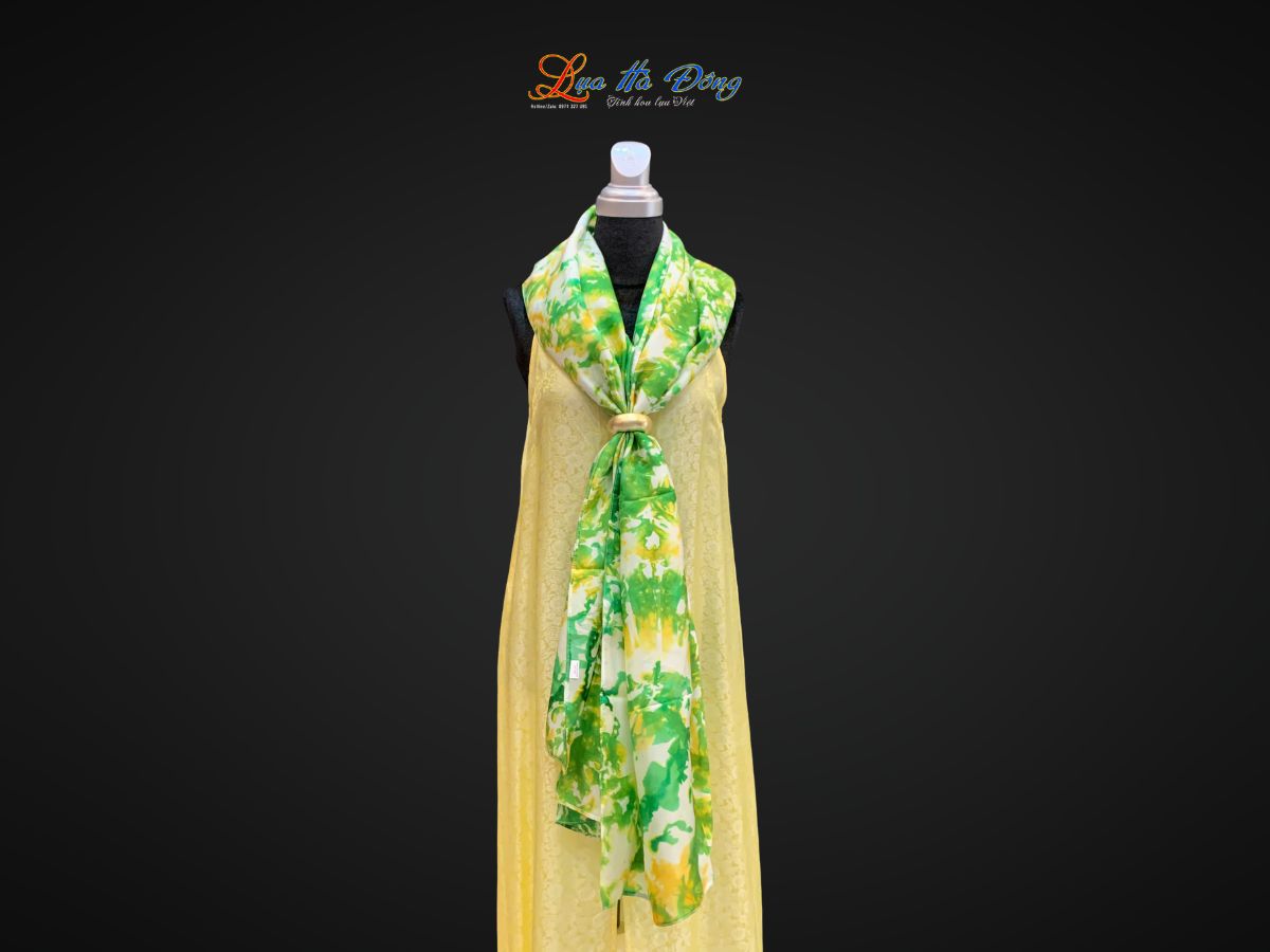 Khăn tằm loang 100% silk nhiều màu 90x190cm KLTA919 màu xanh lá