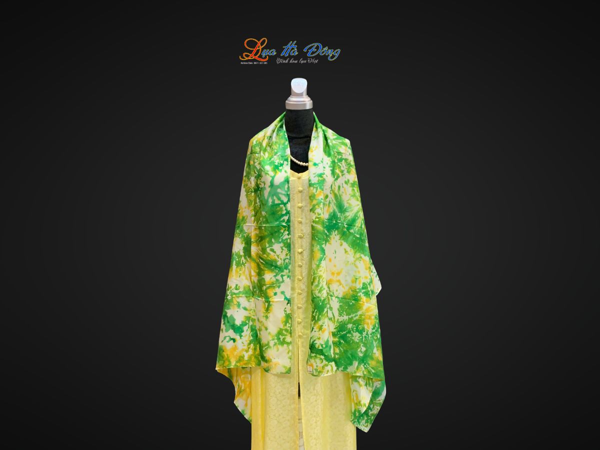 Khăn tằm loang 100% silk nhiều màu 90x190cm KLTA919 màu xanh lá