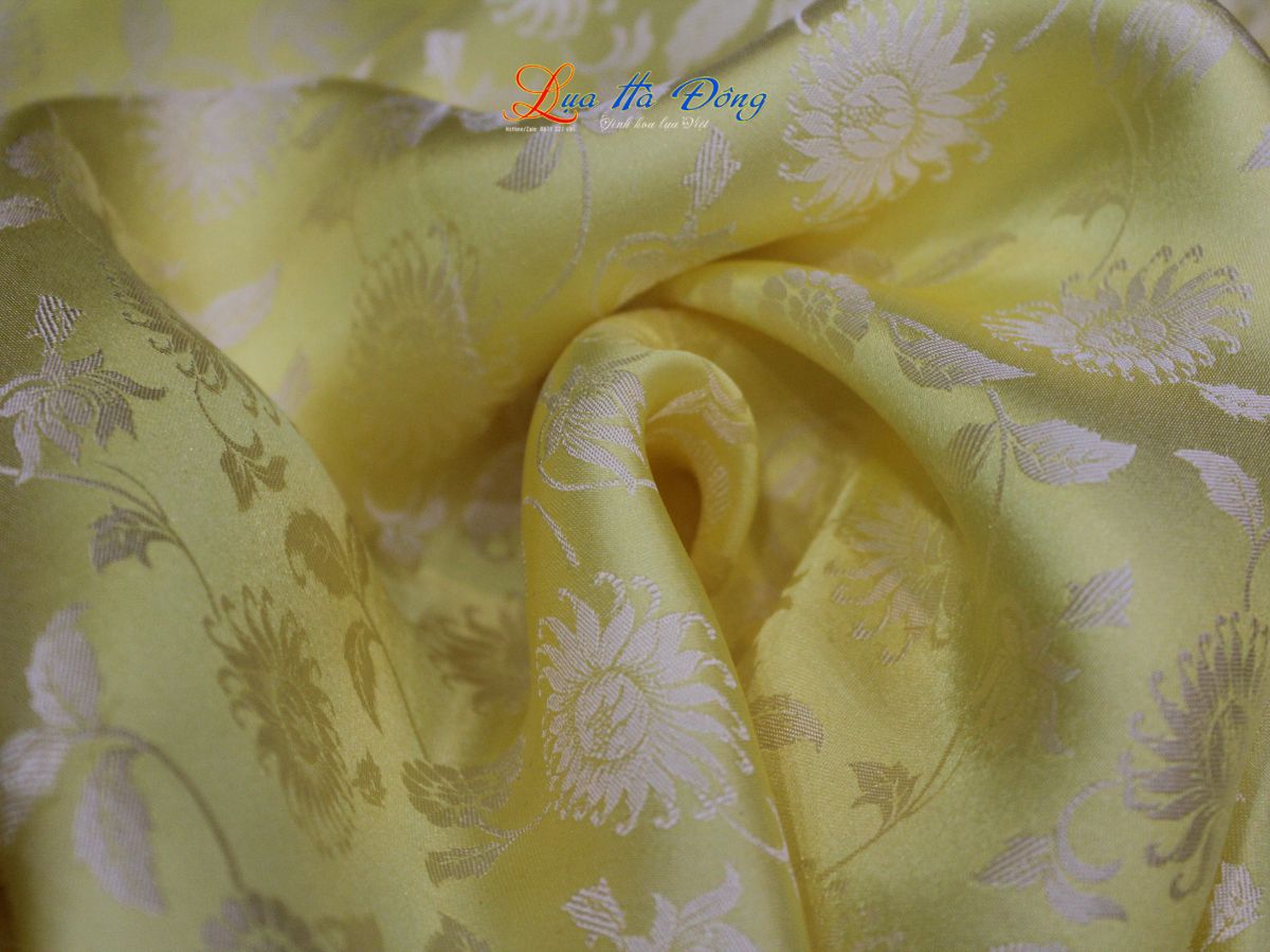 Khăn Lụa Choàng Cổ HOA nhiều mẫu 44x197cm KLTA419 - Vàng Nhạt