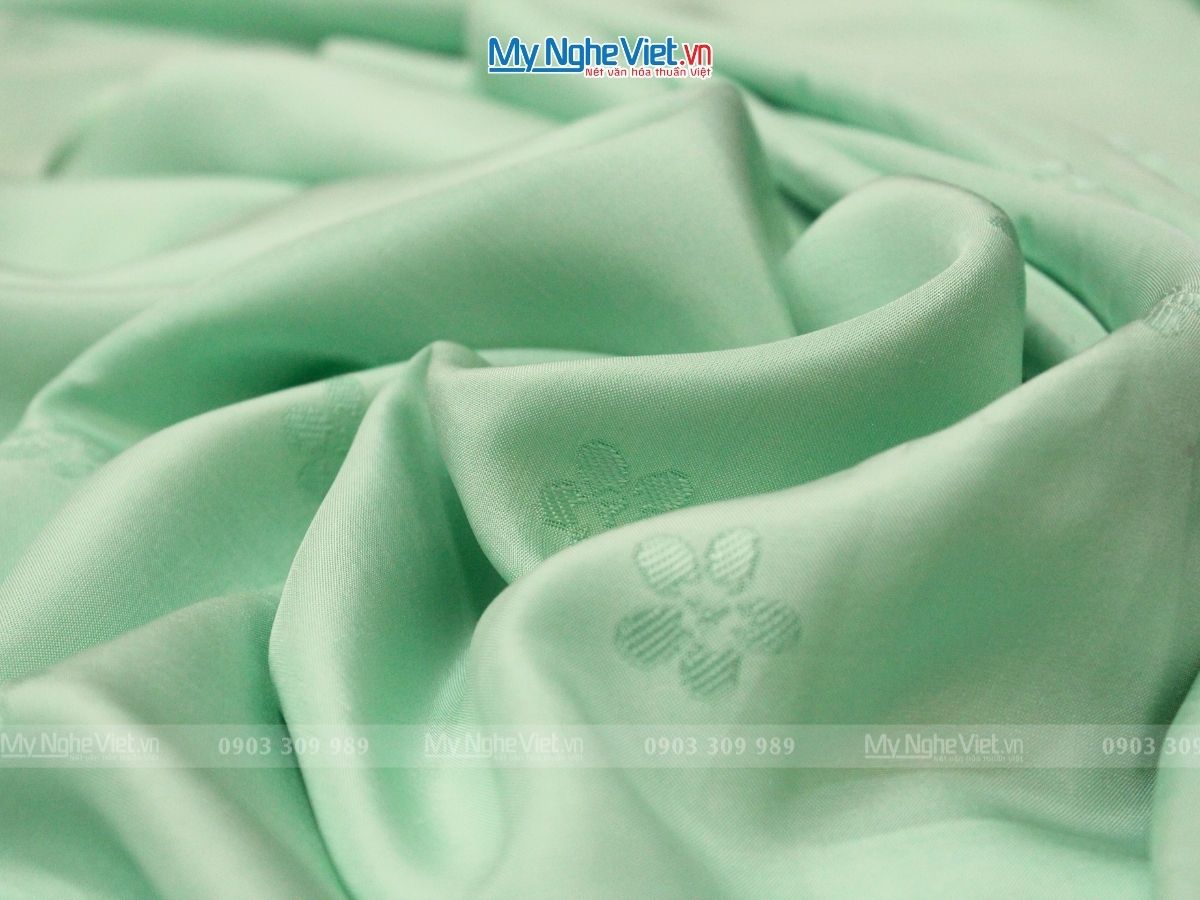 Áo Dài Lụa Vân hoa đào xanh ngọc 4m khổ 80cm MNV-LNL691-4