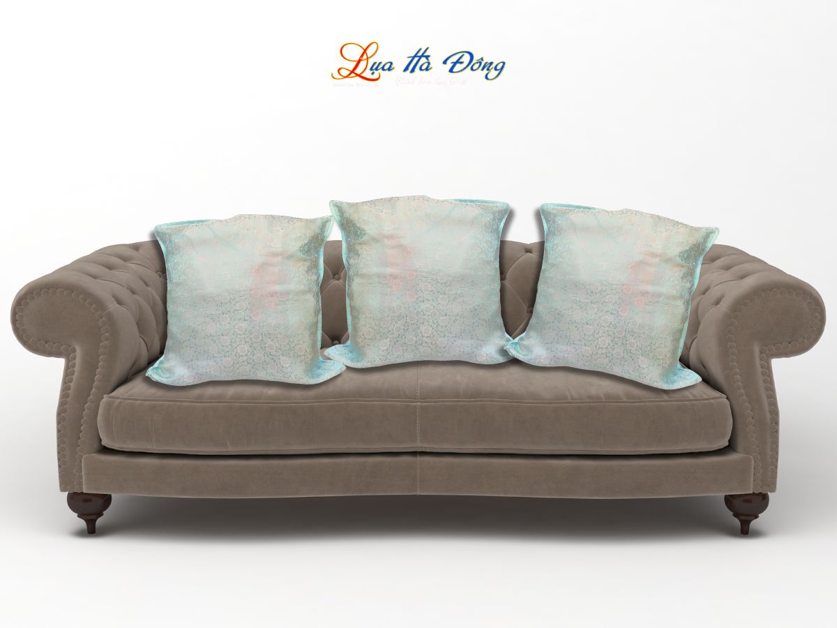 Vỏ gối lụa Hà Đông cúc xanh mint LNL4040/5