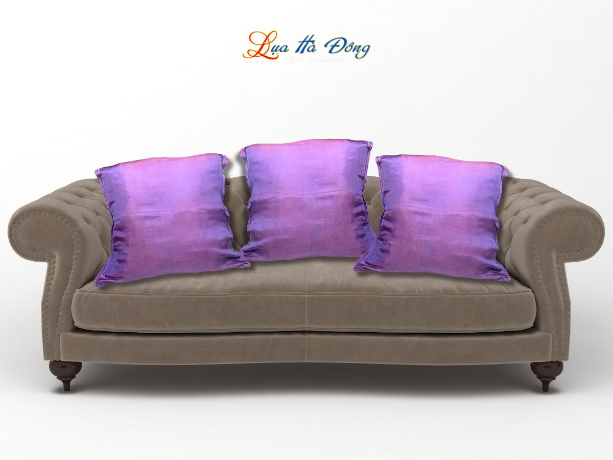 Vỏ gối lụa Hà Đông tím trơn LNL4040/7
