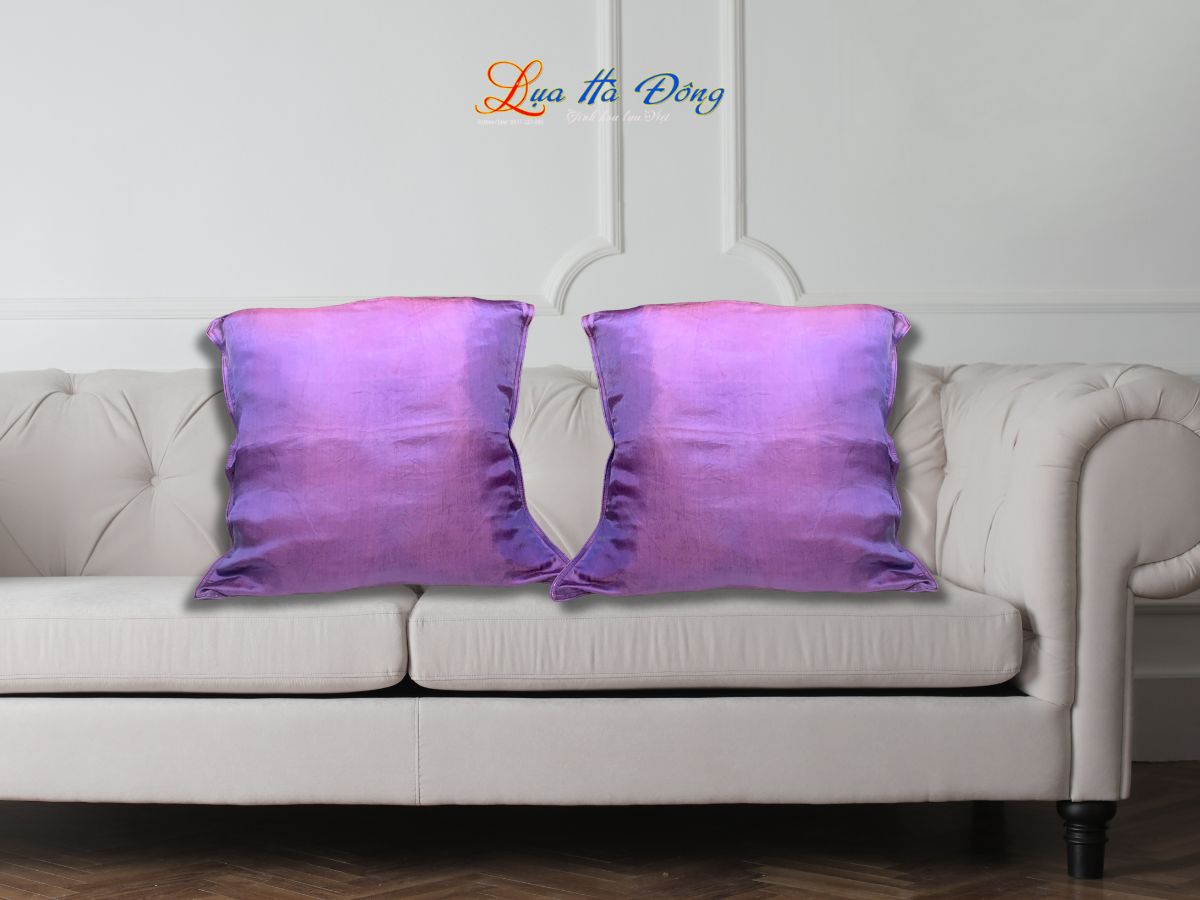 Vỏ gối lụa Hà Đông tím trơn LNL4040/7
