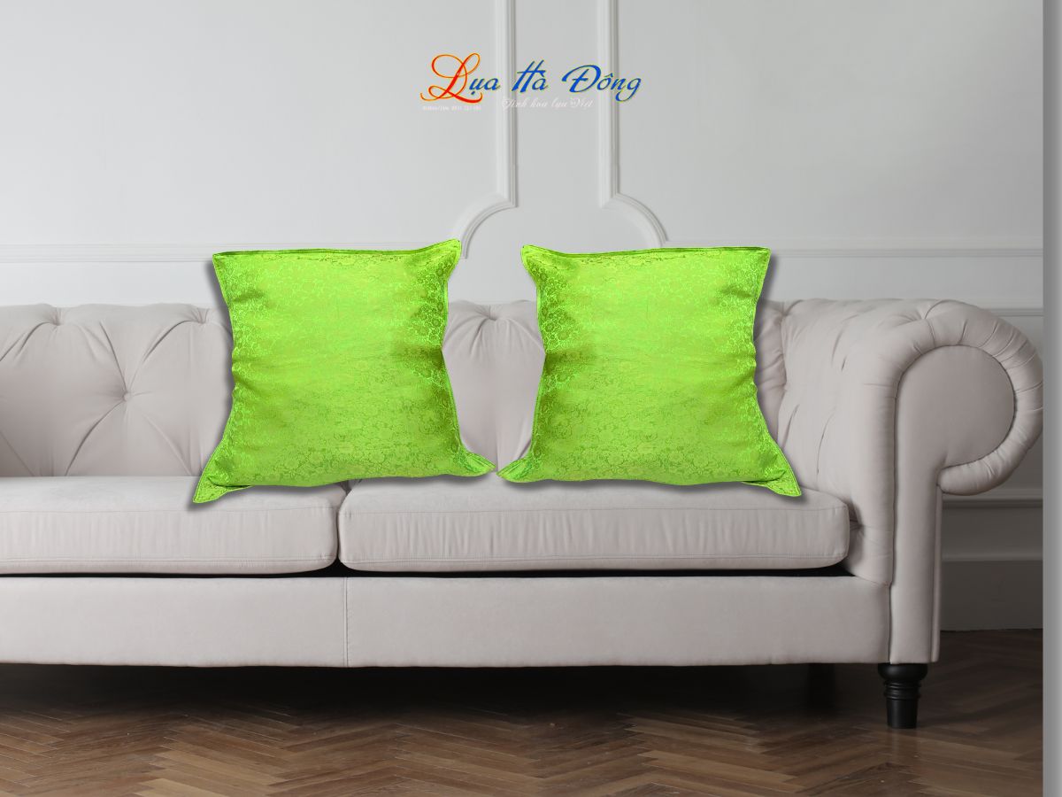 Vỏ gối lụa Hà Đông cúc xanh LNL4040/1