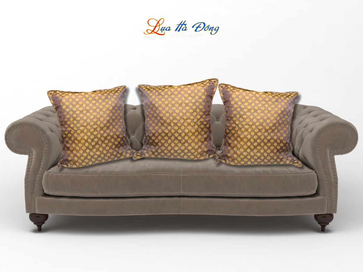 Vỏ gối lụa Hà Đông hoa nhí đồng đen LNL4040/9