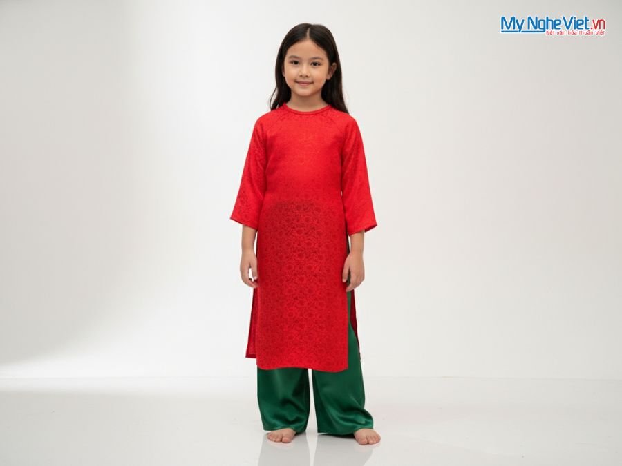 Áo Dài Tết Bé Gái MNVADMS03