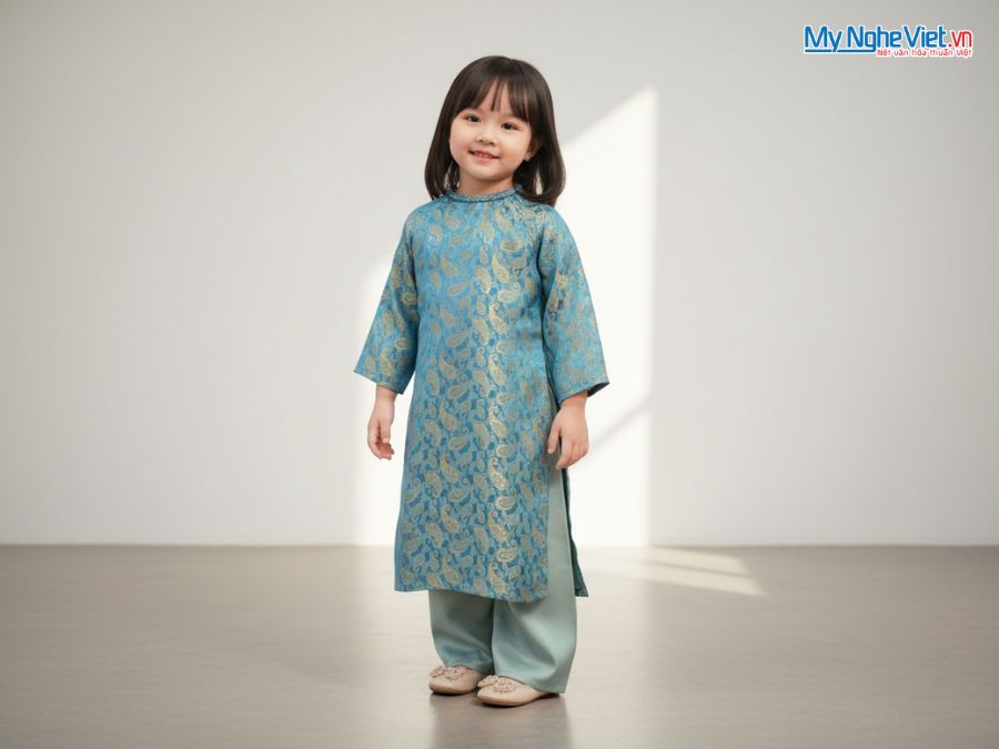 Áo Dài Tết Bé Gái MNVADMS02
