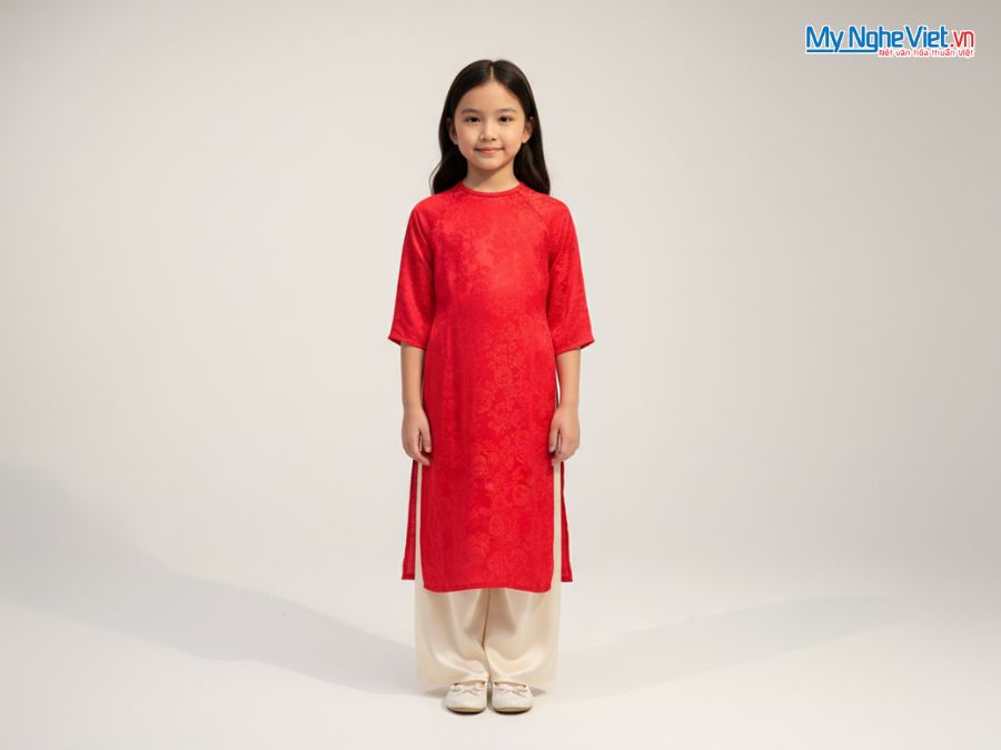 Áo Dài Tết Bé Gái MNVADMS03