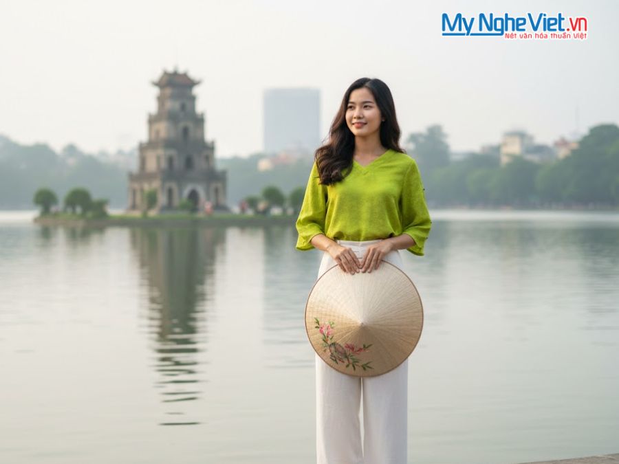 Áo lụa tim nẹp sen xanh cốm may sẵn tay lỡ size XXL MNV-LTA27